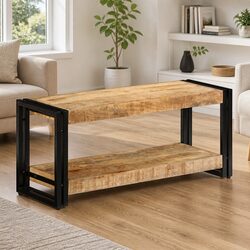 TV Cabinet 90x30x40cm Solid Mango Wood with Iron Legs