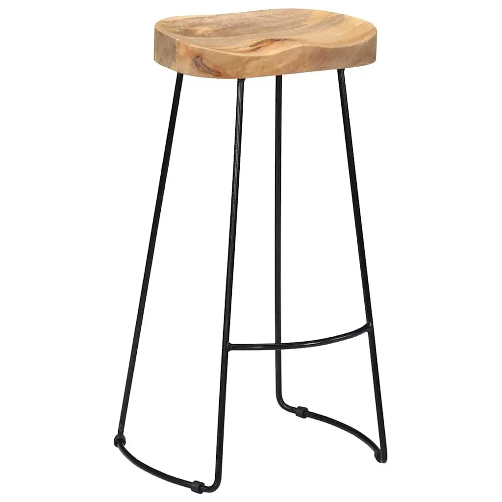 Bar Stools Retro Vintage Kitchen Counter Seat Solid Mango Wood Brown 2 Pieces