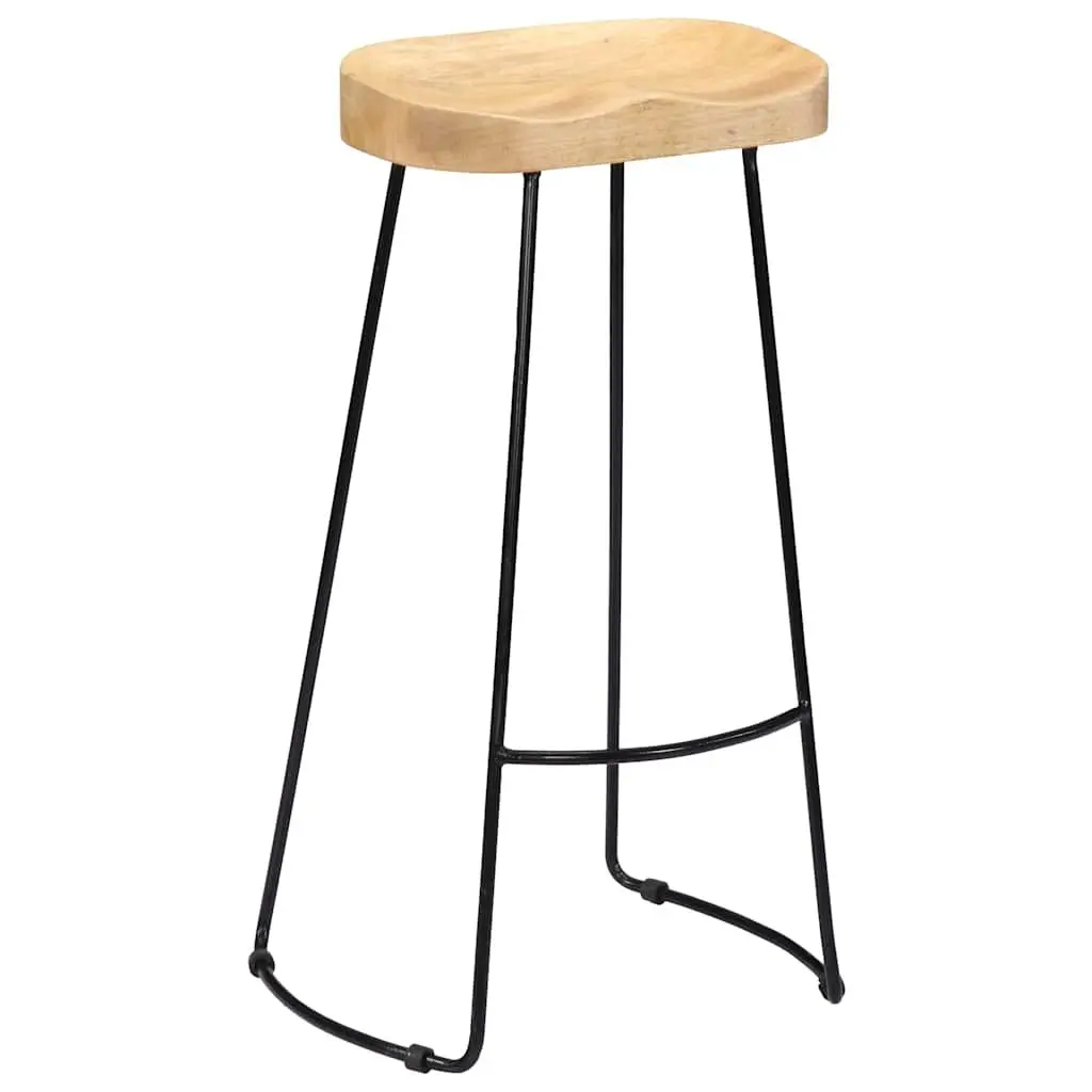 Bar Stools Retro Vintage Kitchen Counter Seat Solid Mango Wood Brown 2 Pieces