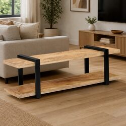 TV Cabinet 130x40x40 cm Solid Mango Wood with Iron Legs