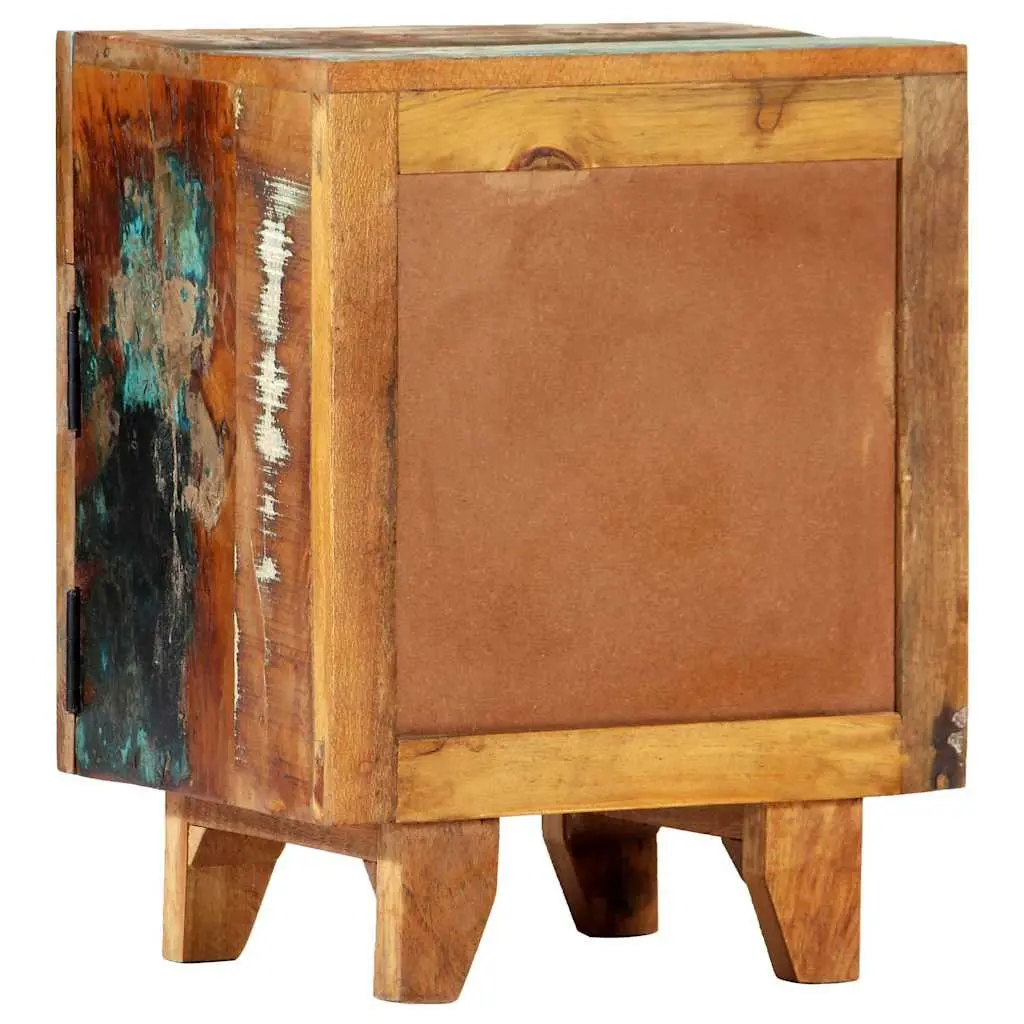 Bedside Cabinet Hand Carved Solid Reclaimed Wood Storage Drawer Door Multicolour