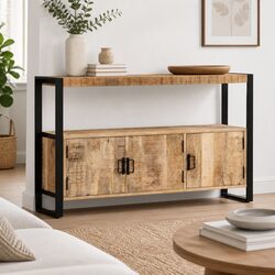 Side Cabinet with Powder-Coated Steel Frame