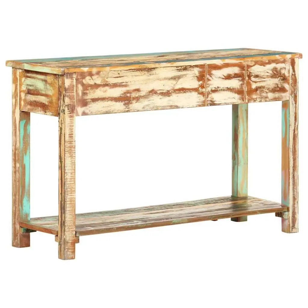 Console Table Solid Reclaimed Wood 120x40x75cm Multicolour with 2 Drawers and 1 Shelf