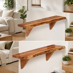 Solid Acacia Wood Wall Shelves Set of 2, 60x20x18 cm