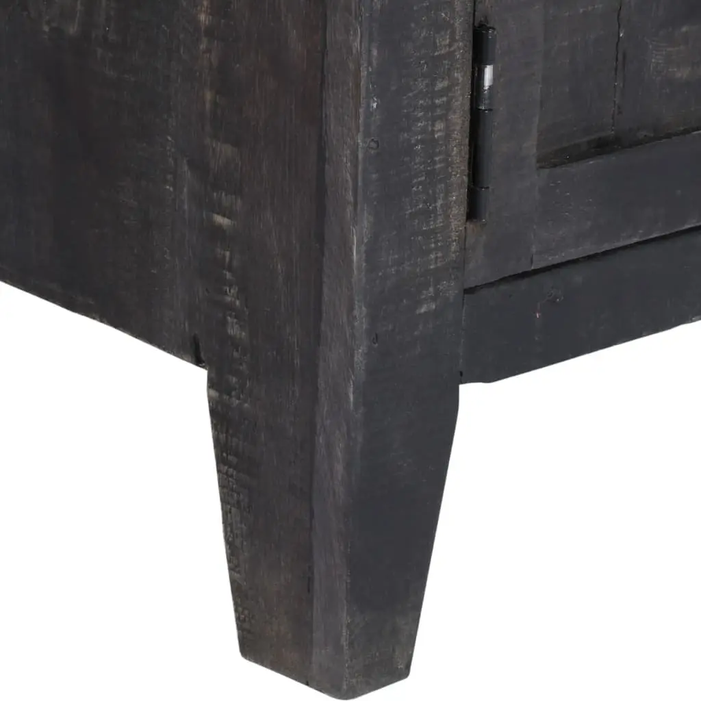 TV Cabinet Vintage Style Solid Mango Wood Black 118x30x40cm Storage Unit