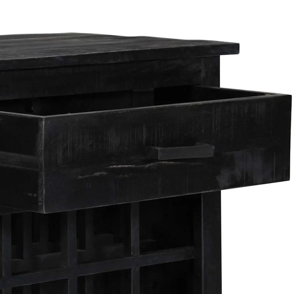 Wine Rack Wooden Storage Cabinet Horizontal 16 Bottle Black 56x35x75cm