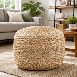 Braided Jute Pouffe Footstool with EPS Foam Filling