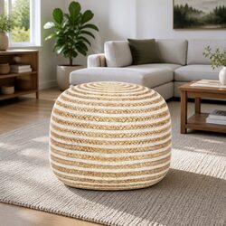 Braided Jute Pouffe Footstool with EPS Foam Filling