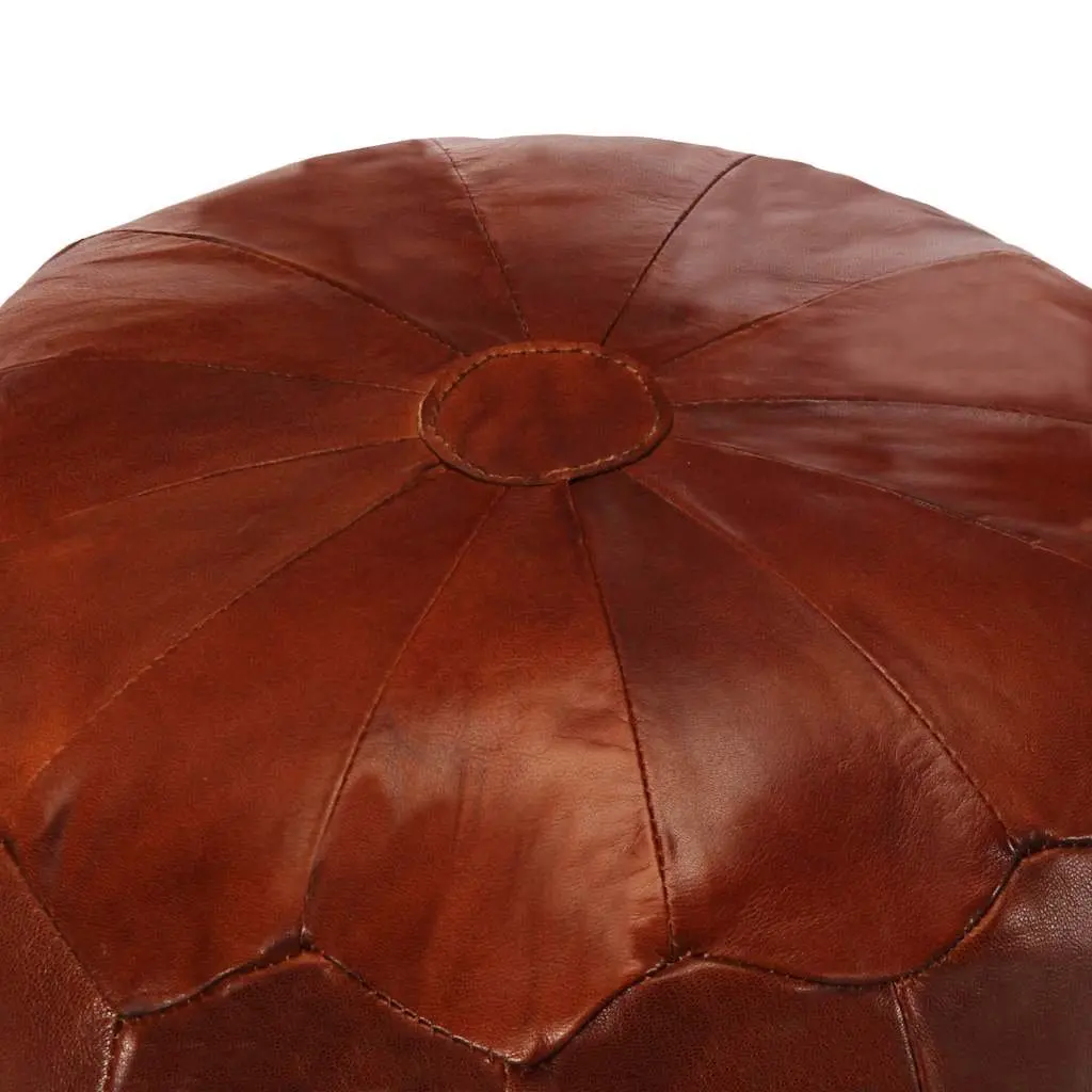Pouffe Footstool Ottoman Comfort Tan Goat Leather 40 x 35 cm