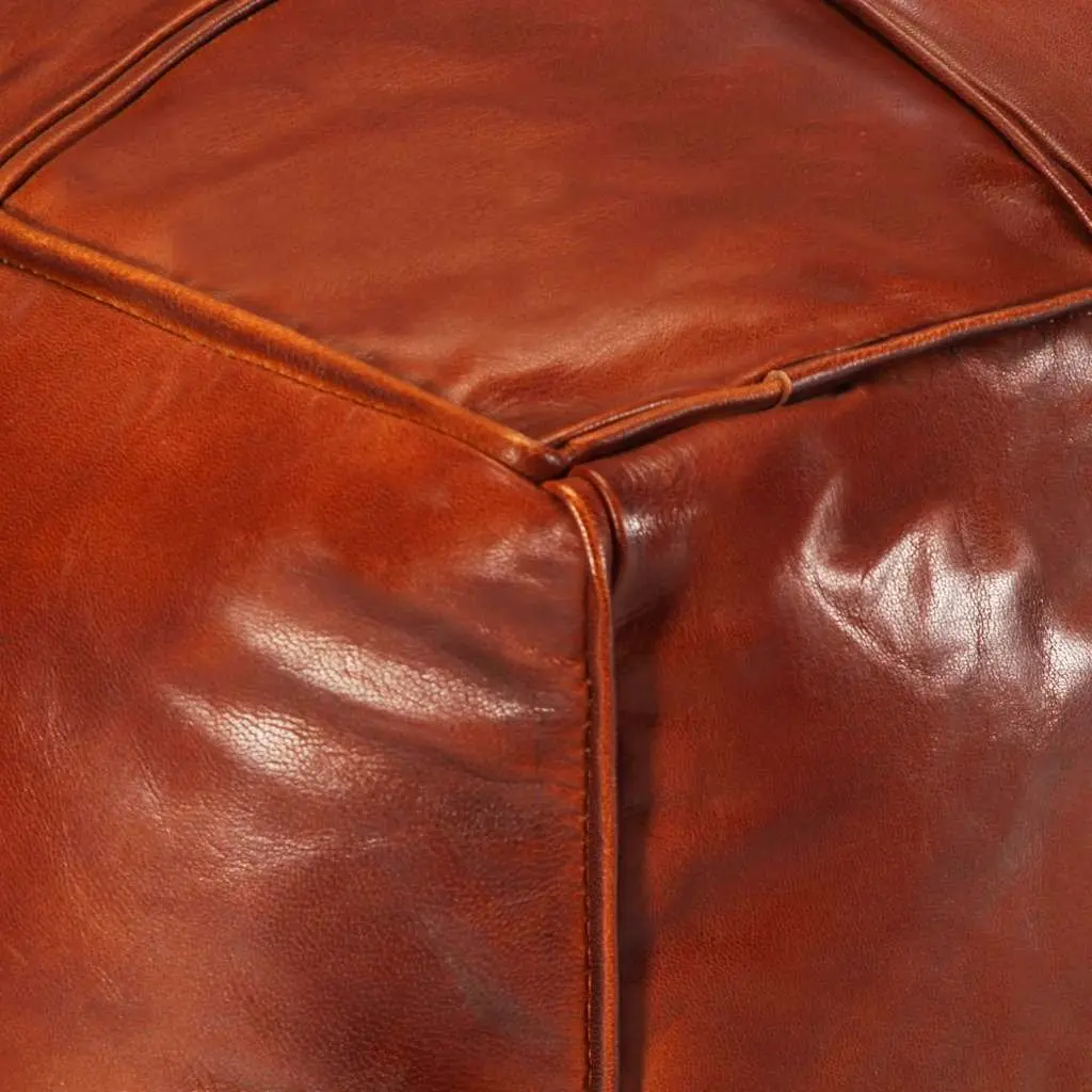 Pouffe Footstool Ottoman Relaxing Seating 60 x 60 x 30 cm Tan Goat Leather