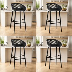 Durable 4-Piece Black Bar Chair Set for Dining