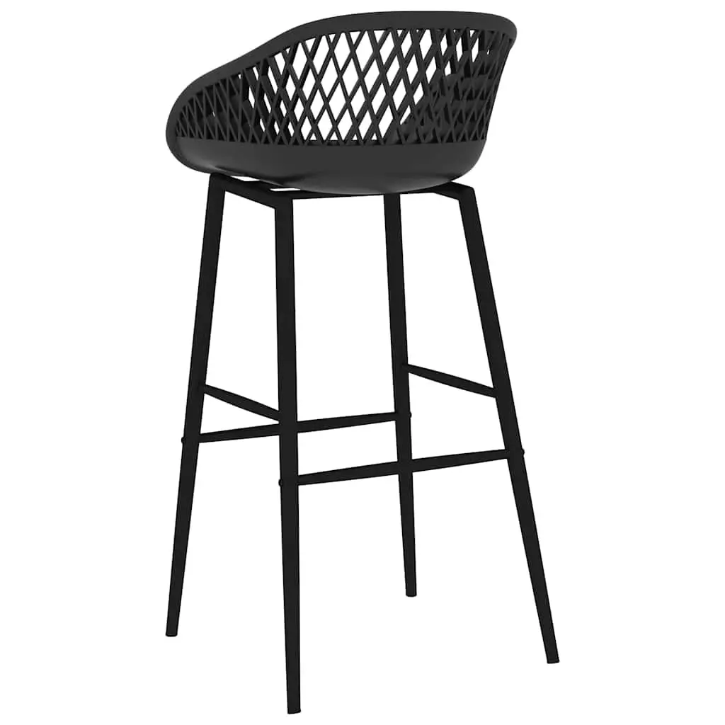 Bar Stools Ergonomic Low Backrest 4 Piece Black Counter Chairs