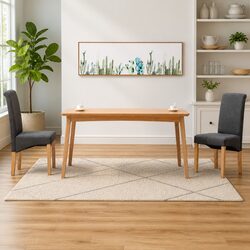 Set of 2 Grey Fabric Dining Chairs with Wooden Frame