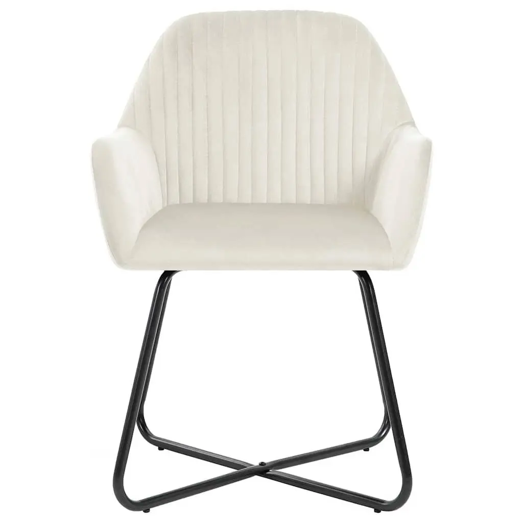 Dining Chairs Comfort Set of 2 Cream Velvet Armrest Backrest