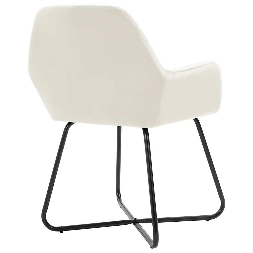 Dining Chairs Comfort Set of 2 Cream Velvet Armrest Backrest
