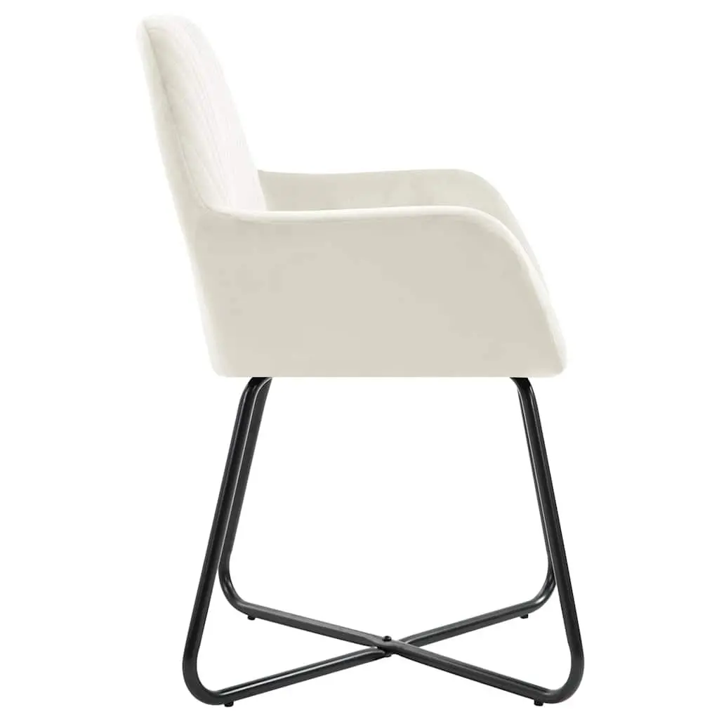Dining Chairs Comfort Set of 2 Cream Velvet Armrest Backrest