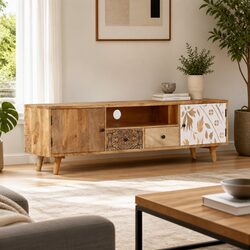 Solid Mango Wood Lowboard TV Cabinet 140x30x40 cm