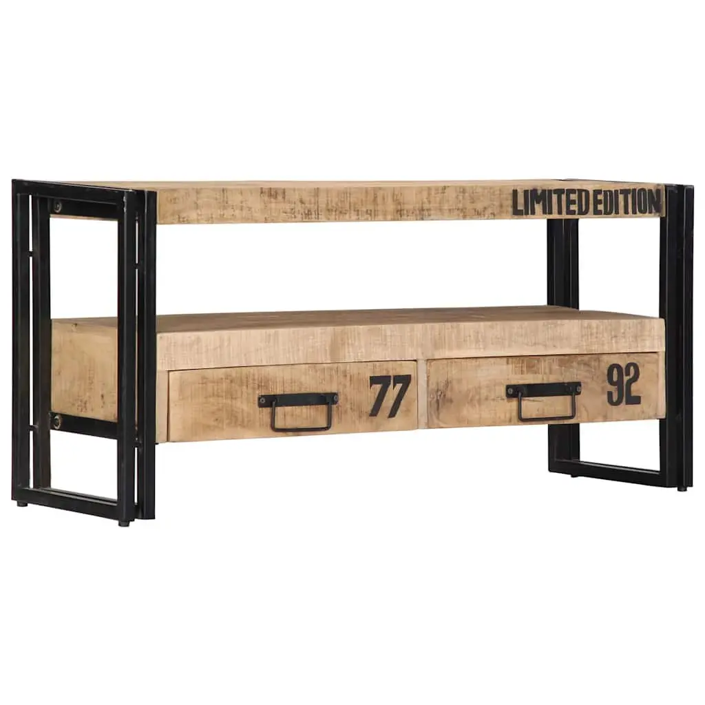 TV Cabinet 100x30x45 cm Solid Mango Wood Storage Unit with Drawers Compartment