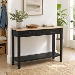Black Console Table 110x35x80 cm with Drawers and Shelf