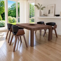 4-Piece Dining Chair Set with Bent Wood and Faux Leather