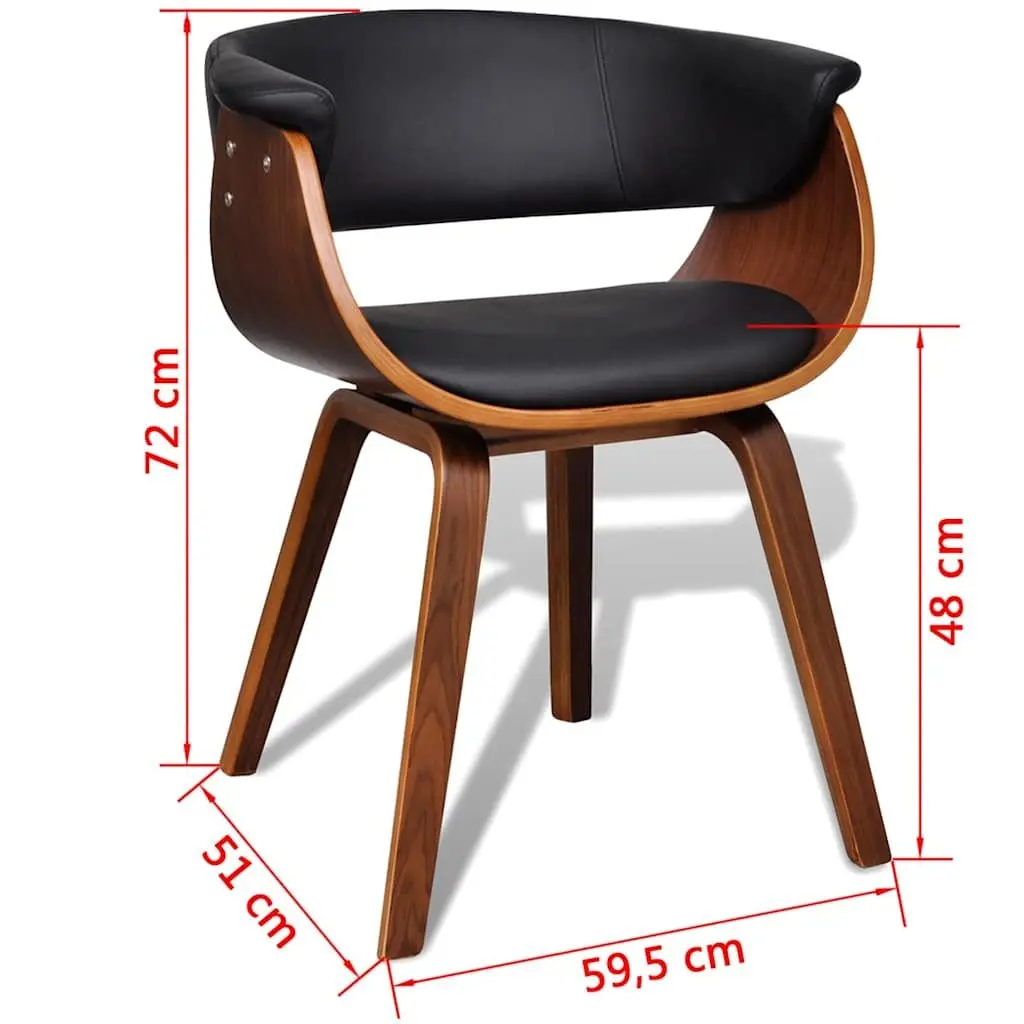 Dining Chairs Set of 4 Bent Wood Frame Faux Leather Padded Seat Kitchen Room