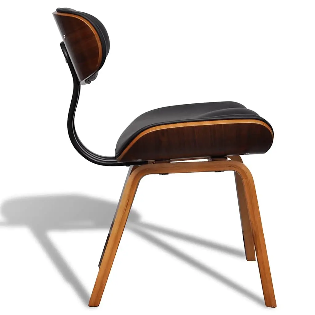 Dining Chairs Set 4 pcs Bent Wood Frame Faux Leather Seat Black Kitchen