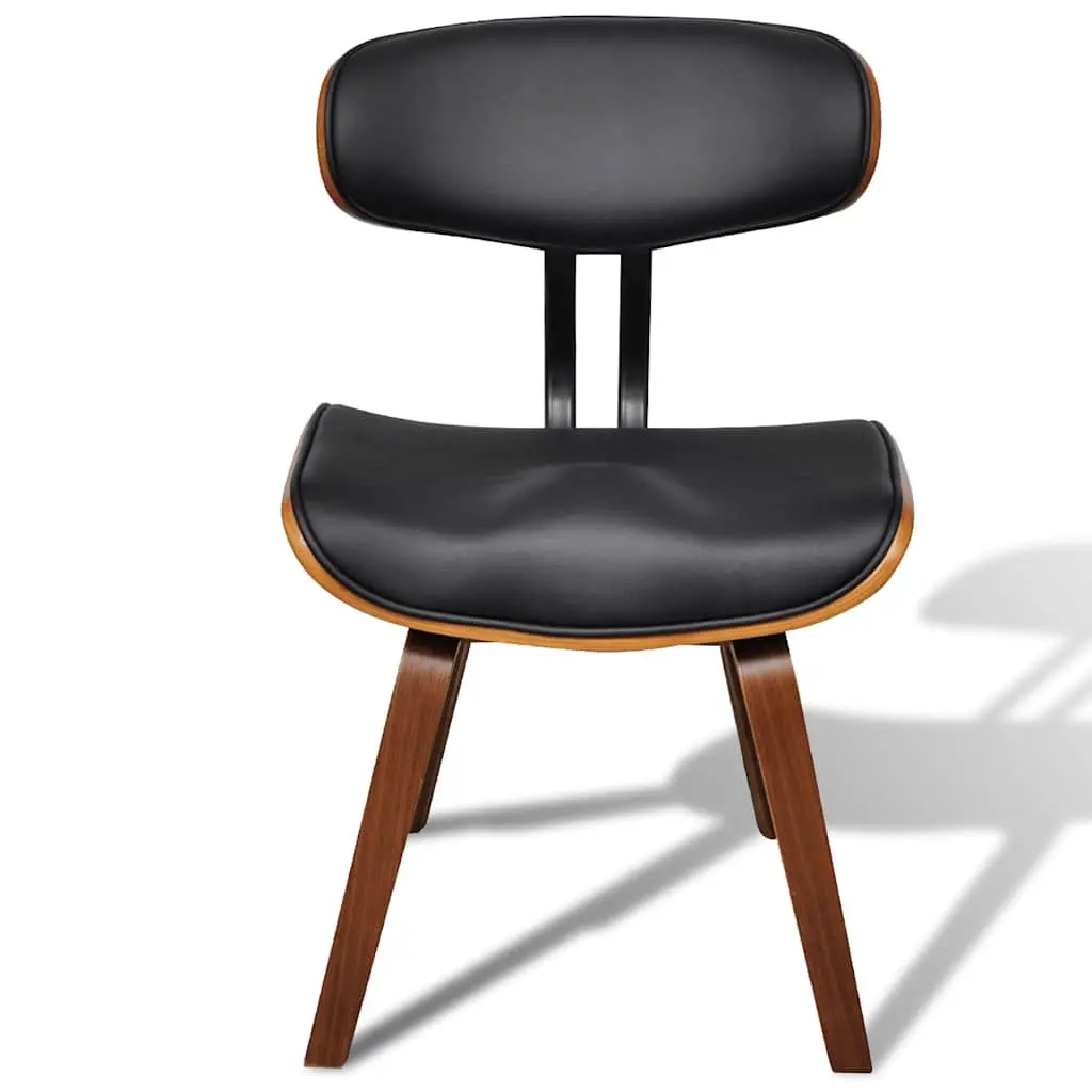 Dining Chairs Set Ergonomic Comfort 6 Piece Black Faux Leather Bent Wood Frame