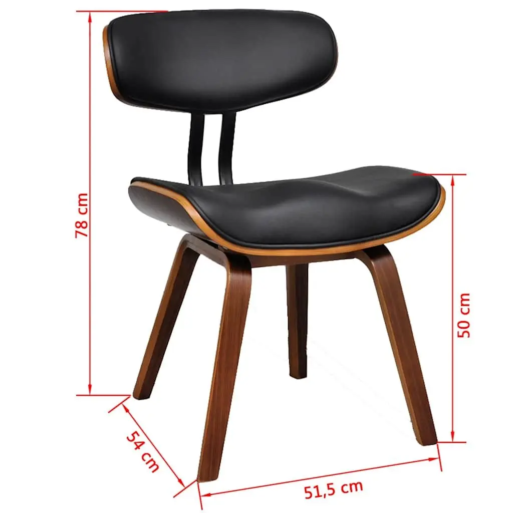 Dining Chairs Set Ergonomic Comfort 6 Piece Black Faux Leather Bent Wood Frame