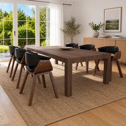6-Piece Dining Chair Set with Bent Wood and Faux Leather