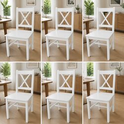 6-Piece White Dining Chairs Set for Kitchen or Dining Room