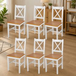 6-Piece Wooden Dining Chair Set in White Finish