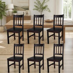 6-Piece Brown Dining Chair Set with Solid Pine Construction