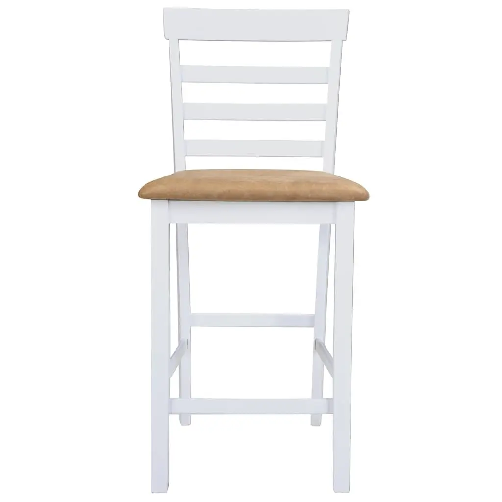 Bar Table Set with Foam Padded Seats 1 Table 4 Stools White