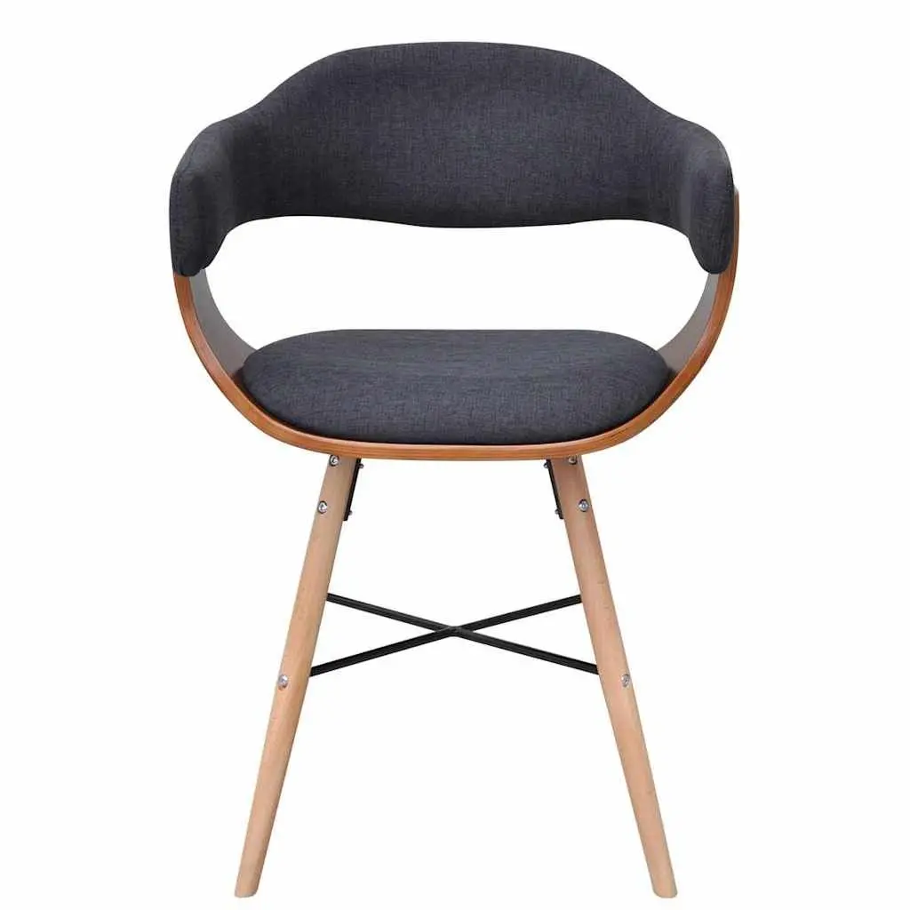 Dining Chairs Comfort 4 Piece Set Grey Fabric Bent Wood Armrest