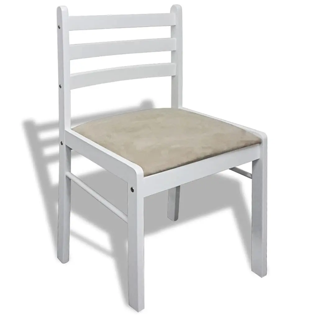 Dining Chairs Set 6 pcs White Wood Kitchen Room Seating Furniture with Padded