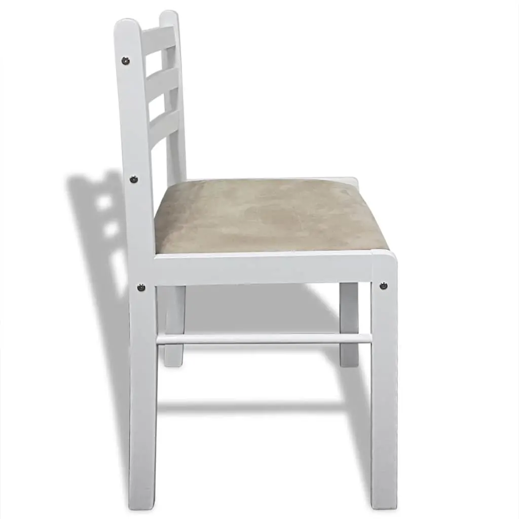 Dining Chairs Set 6 pcs White Wood Kitchen Room Seating Furniture with Padded