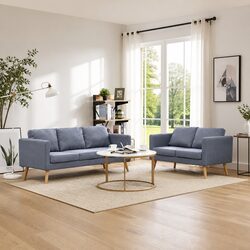 2-Seater and 3-Seater Sofa Set in Grey Fabric
