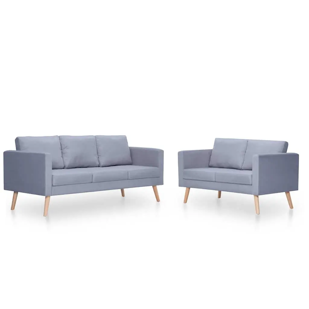 Sofa Set Comfort Grey Fabric 2 Seater 3 Seater Living Room Couch Padded Cushions