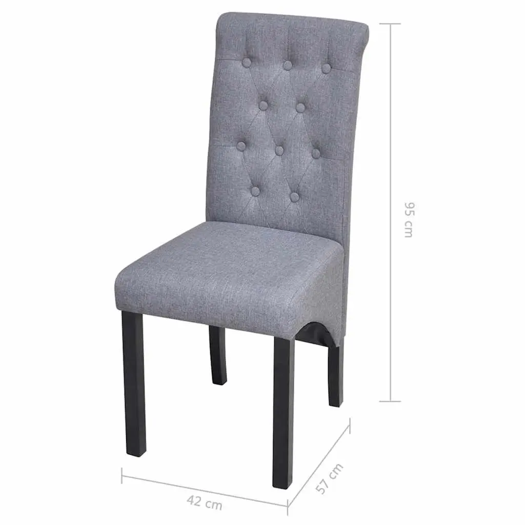 Dining Chairs Set of 4 Light Grey Upholstered Kitchen Seating with Wooden Legs