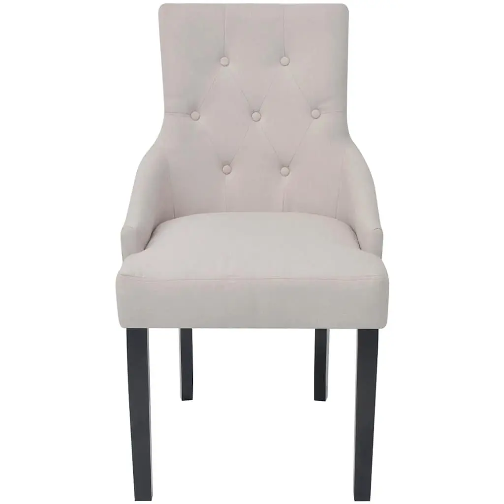 Dining Chairs Comfort Cream Fabric Padded Backrest 4 Piece