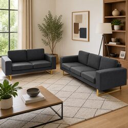 2-Seater and 3-Seater Sofa Set in Grey with Removable Covers
