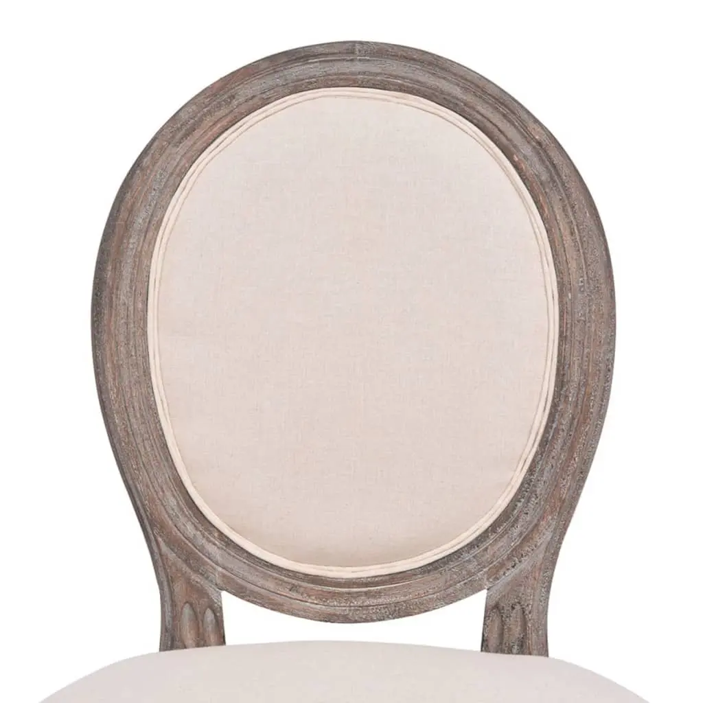 Dining Chairs Set of 6 in Cream Linen Upholstery