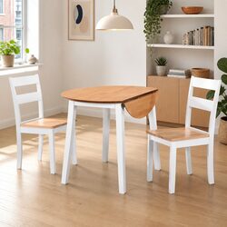 3-Piece Dining Set with Drop-Leaf Table and Chairs