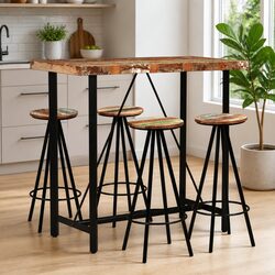 Industrial Bar Set: 5 Pieces of Reclaimed Wood and Steel