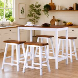 5-Piece Kitchen Dining Furniture Set with Bar Table and Stools