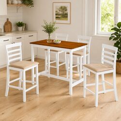 5-Piece Bar Table and Stool Set with MDF and Wood