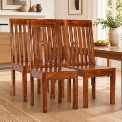 Set of 4 Handmade Acacia Wood Dining Chairs