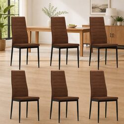 Dining Chairs Set of 6 with Steel Frame and Fabric Upholstery