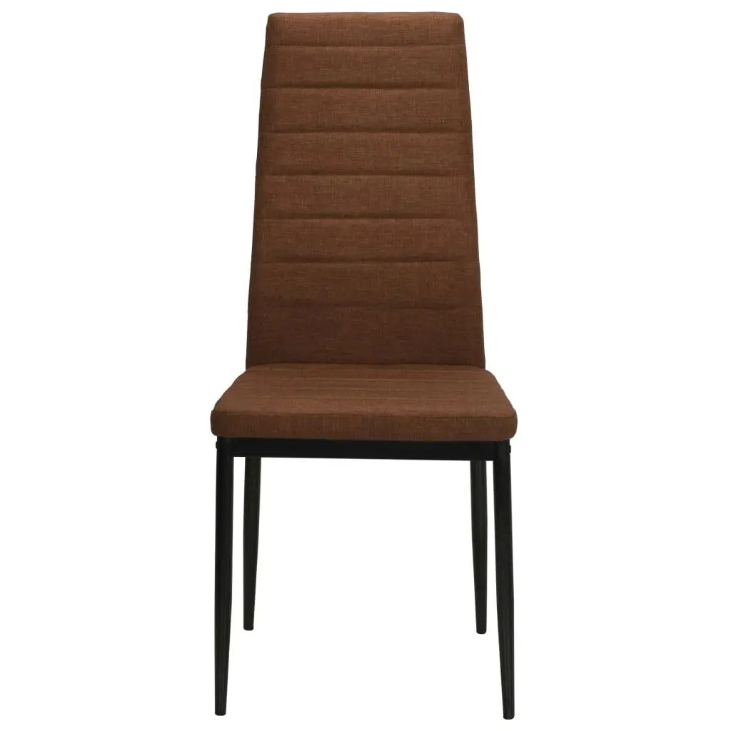Dining Chairs Padded Backrest 6 Piece Brown Fabric