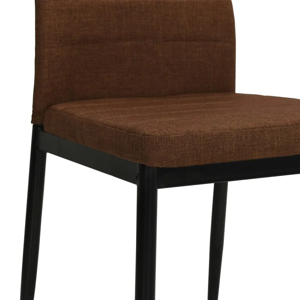 Dining Chairs Padded Backrest 6 Piece Brown Fabric